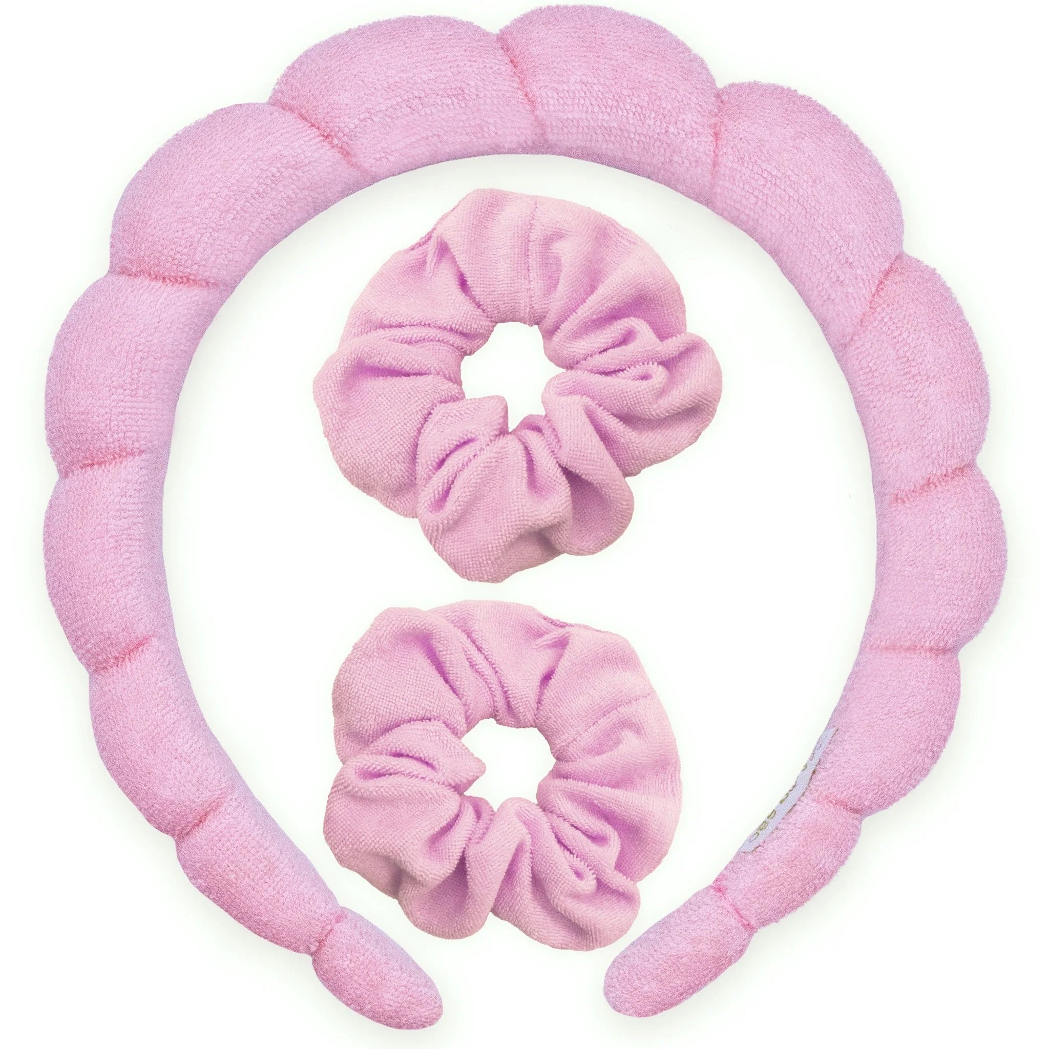 Puffy Spiral Terry Cloth Padded Spa Headband and Scrunchie Wristbands